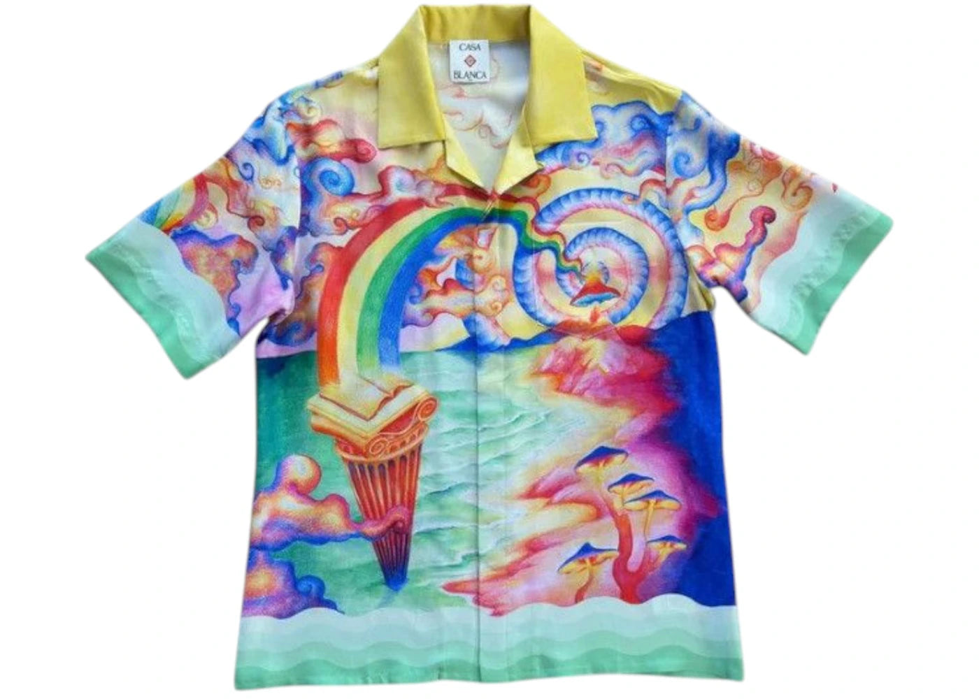 Casablanca Short Sleeve Cuban Collar Shorts Mushroom