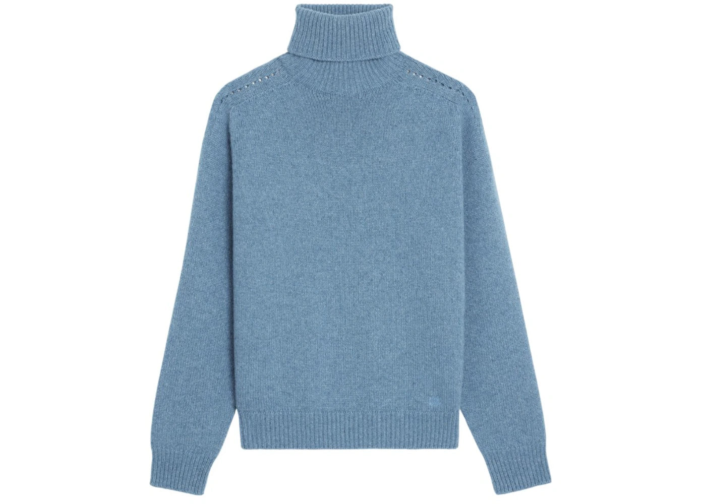 Celine Boxy Turtleneck Sweater with Triomphe Embroidery in Seamless Cashmere Blue