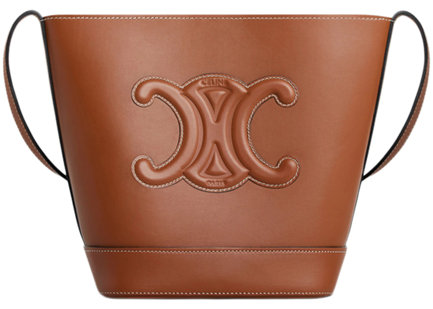 Celine Bucket Bag Small Triomphe Embroidery Tan