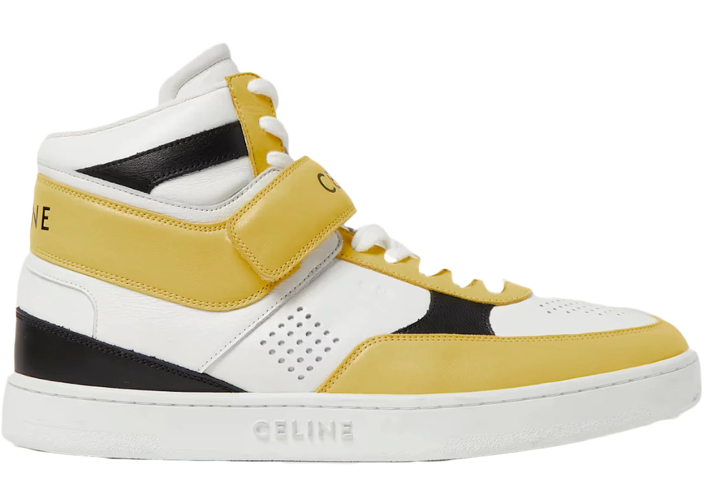 Celine CT-03 Leather High-Top Sneakers Yellow White Black