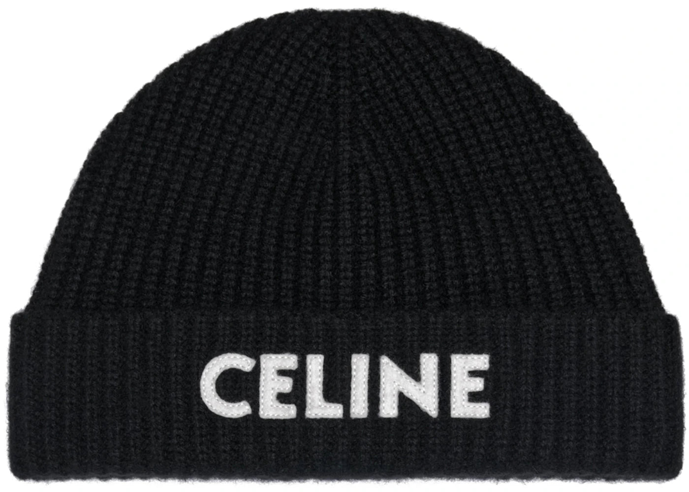 Celine Cashmere Embroidered Knit Beanie Black