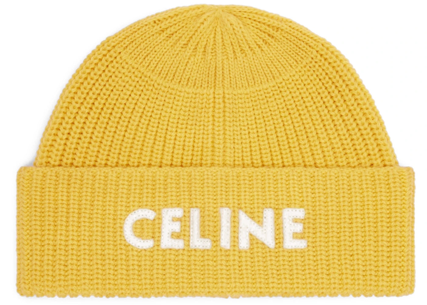 Celine Embroidered Knit Wool Beanie Mimosa