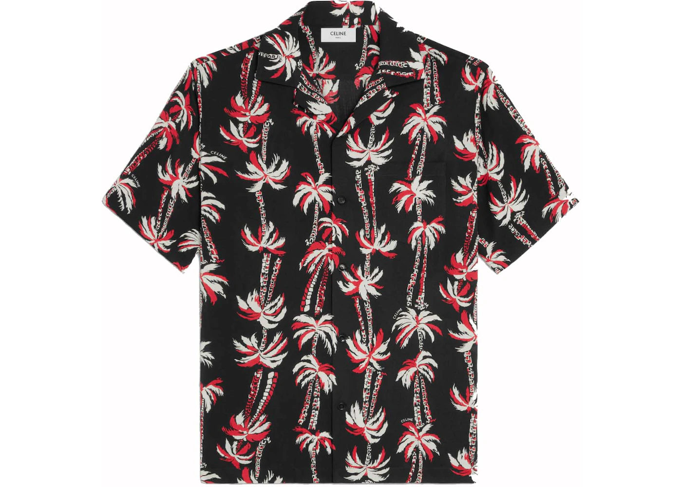 Celine Hawaiian Shirt in Printed Viscose Black/Brown/Red