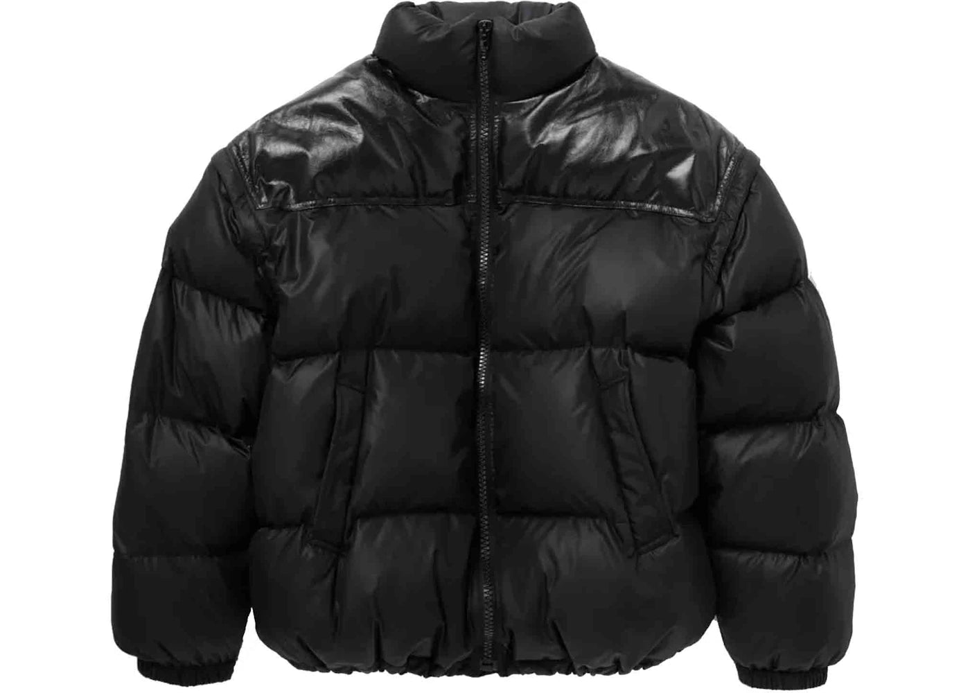 Celine Homme Leather-Panelled Quilted Padded Shell Jacket Black