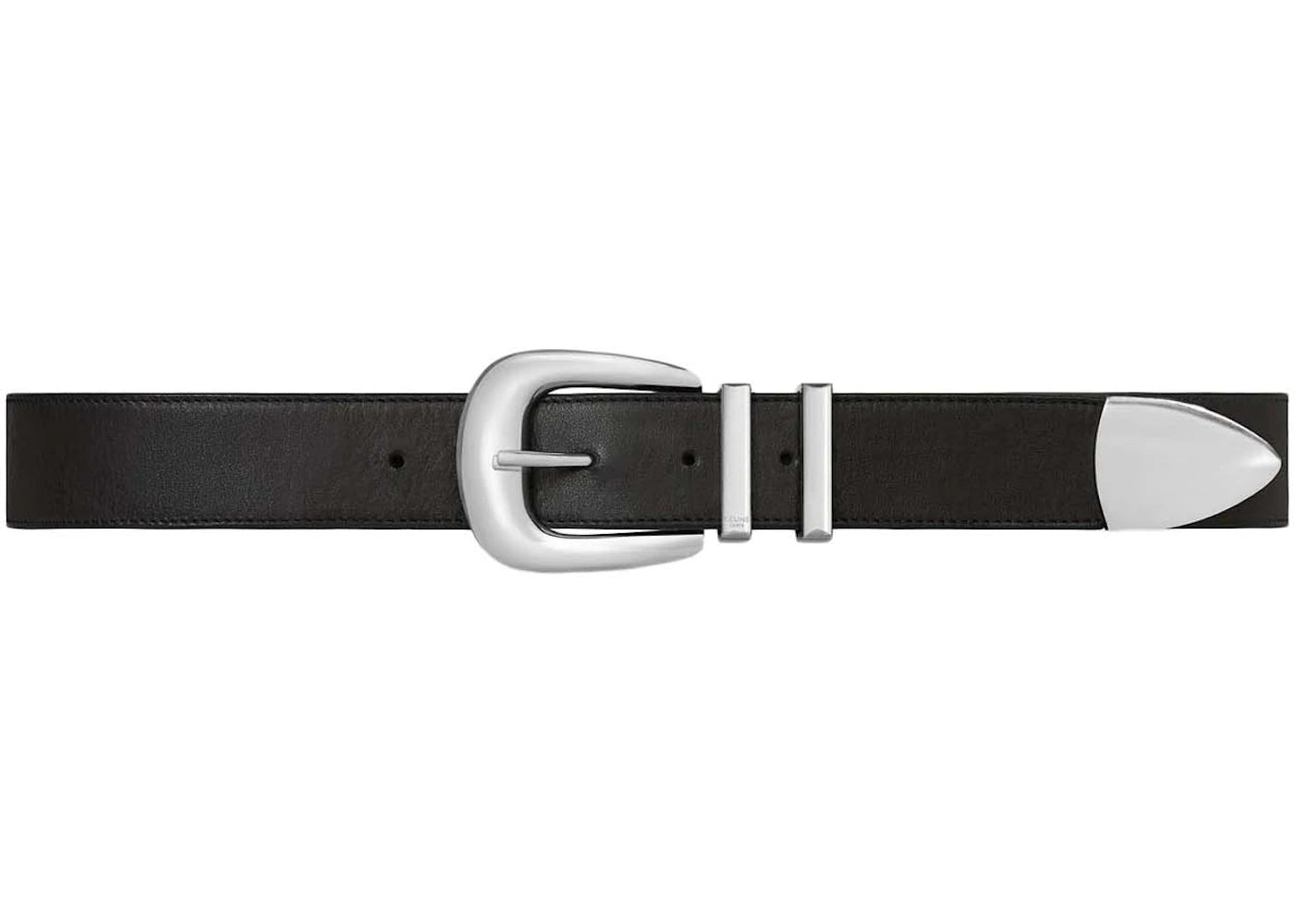 Celine Large Western Vintage Calfskin Belt Black