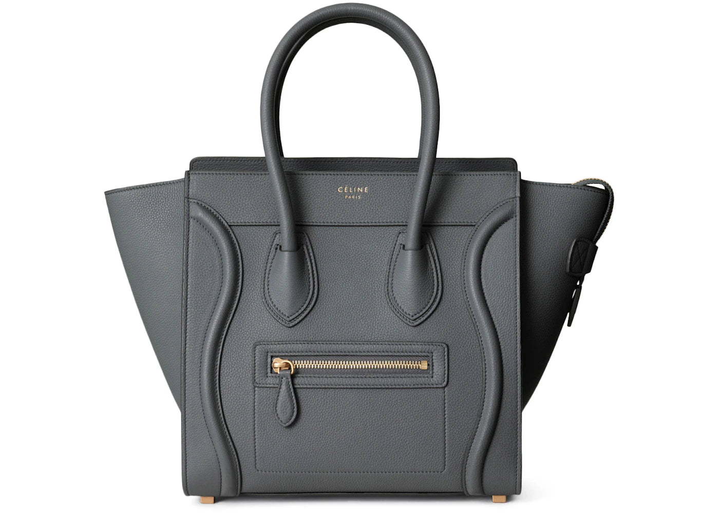 Celine Luggage Baby Drummed Calfskin Micro Kohl