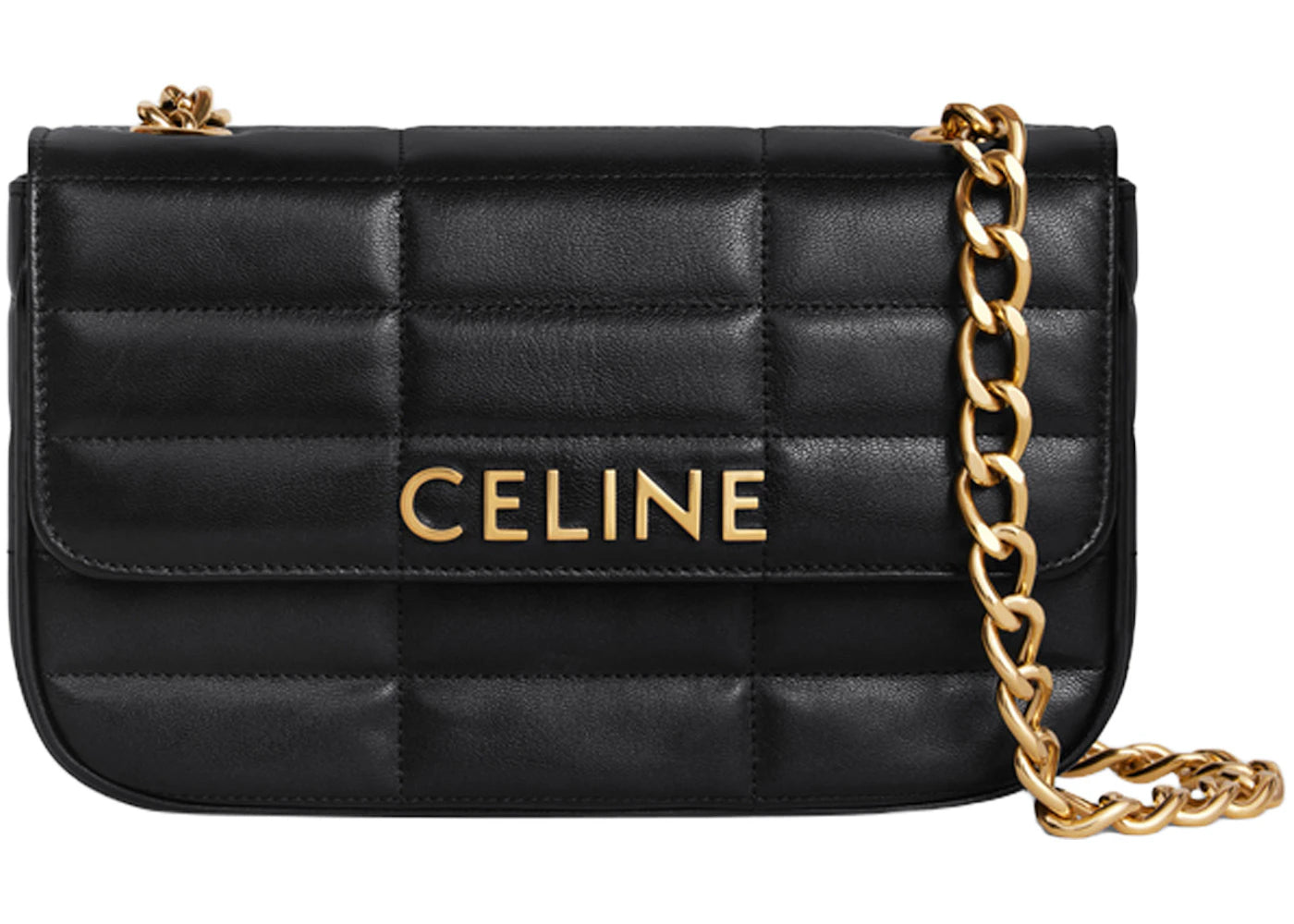 Celine Matelasse Chain Shoulder Bag Quilted Black