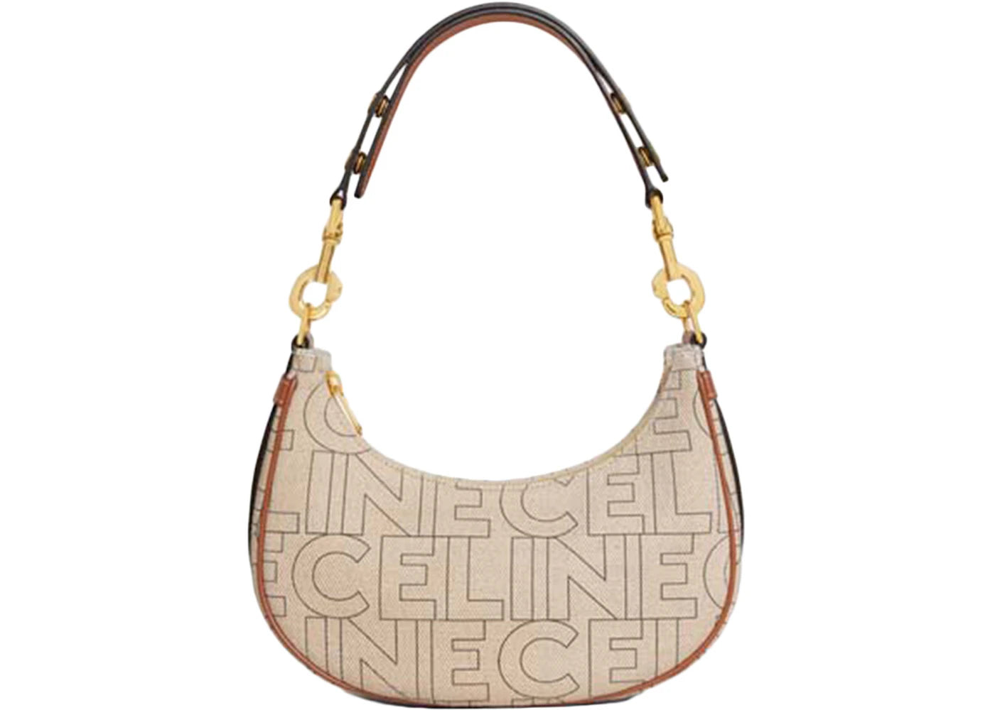Celine Medium Ava Strap Bag In Textile With Celine All-Over Print Natural/Tan