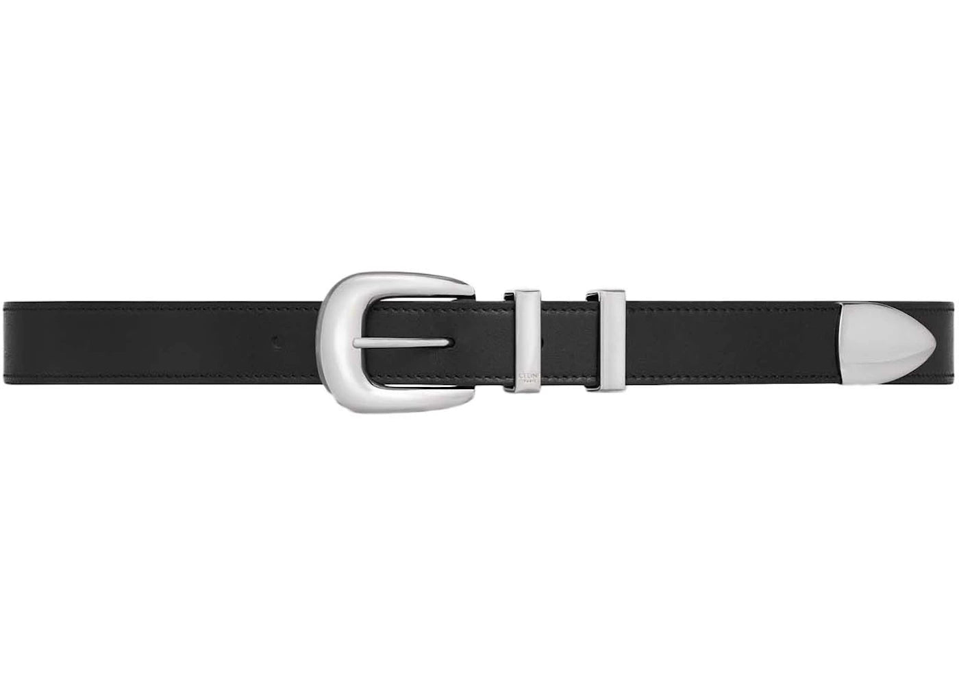 Celine Medium Western Belt in Vintage Calfskin Leather Black