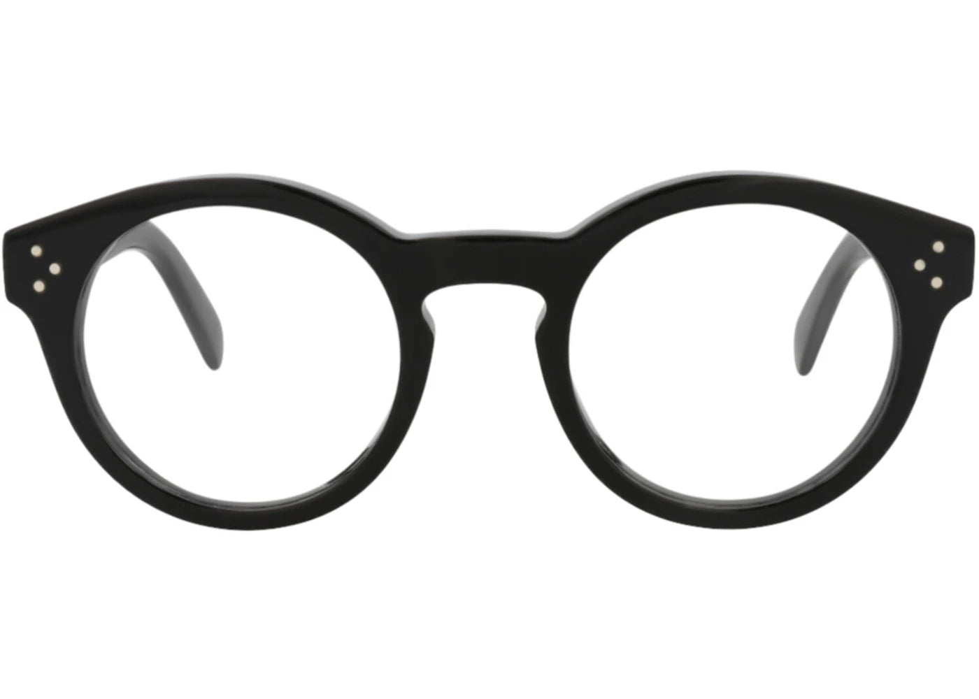 Celine Round-Frame Acetate Optical Frames Black Black Transparent (CL50091I-49-001)