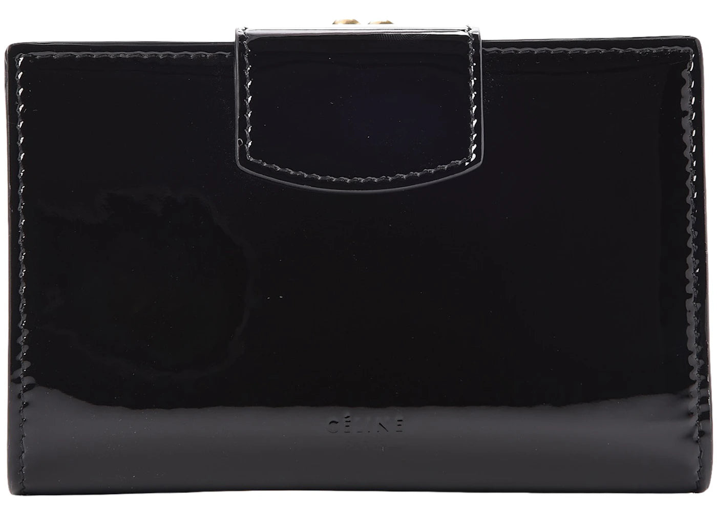 Celine Shiny Calfskin Multifunction Wallet Medium Black Patent