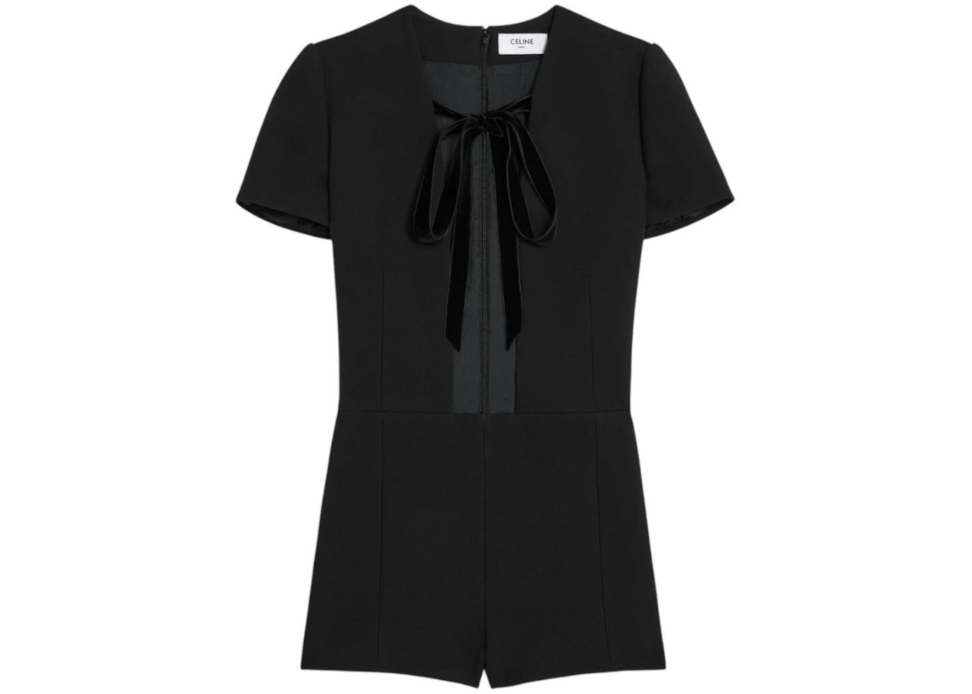 Celine Short Knot in Gauffered Double Wool Jumpsuit Black