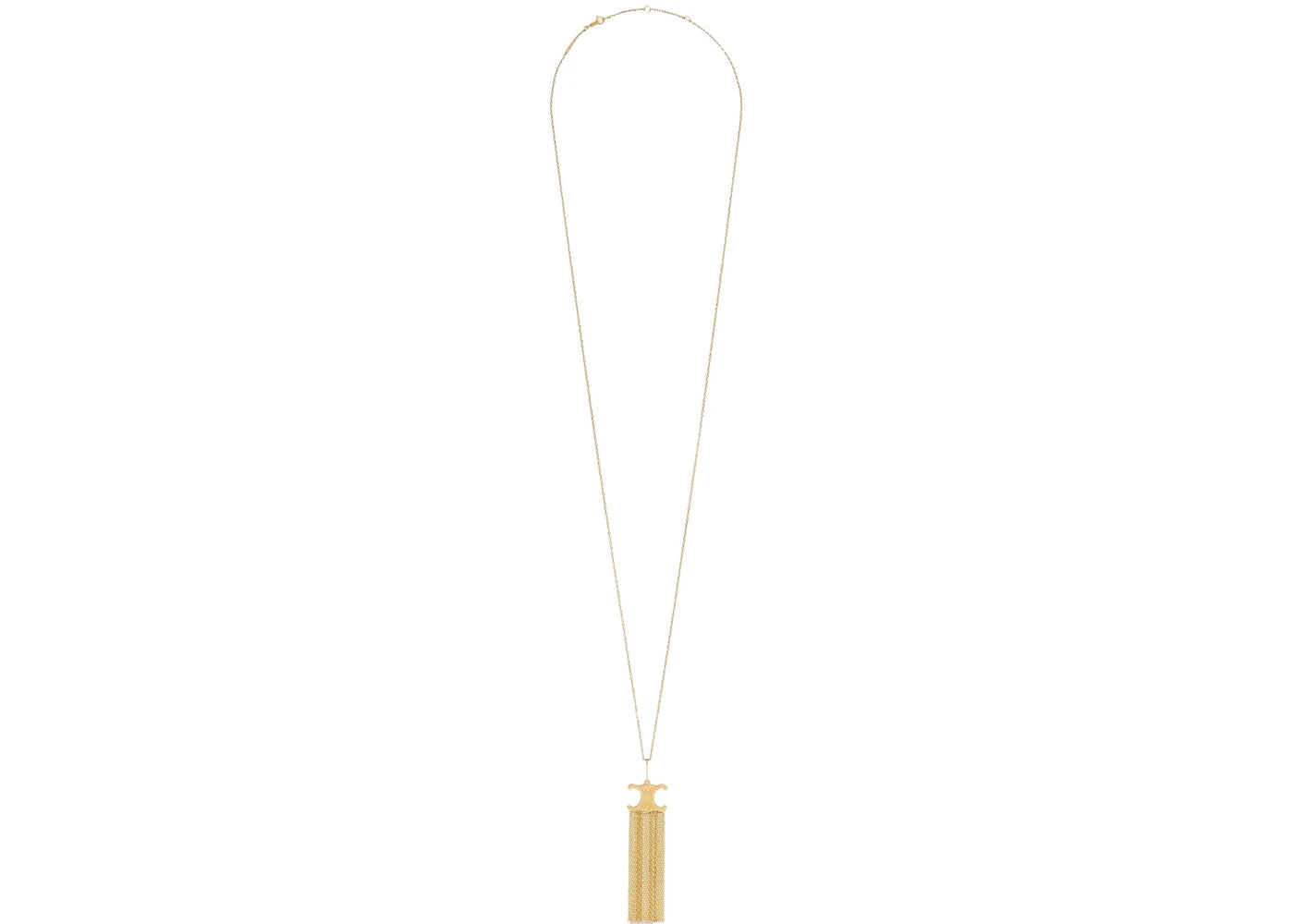 Celine Triomphe Folk Fringe Long Necklace in Brass Necklace in Brass Gold