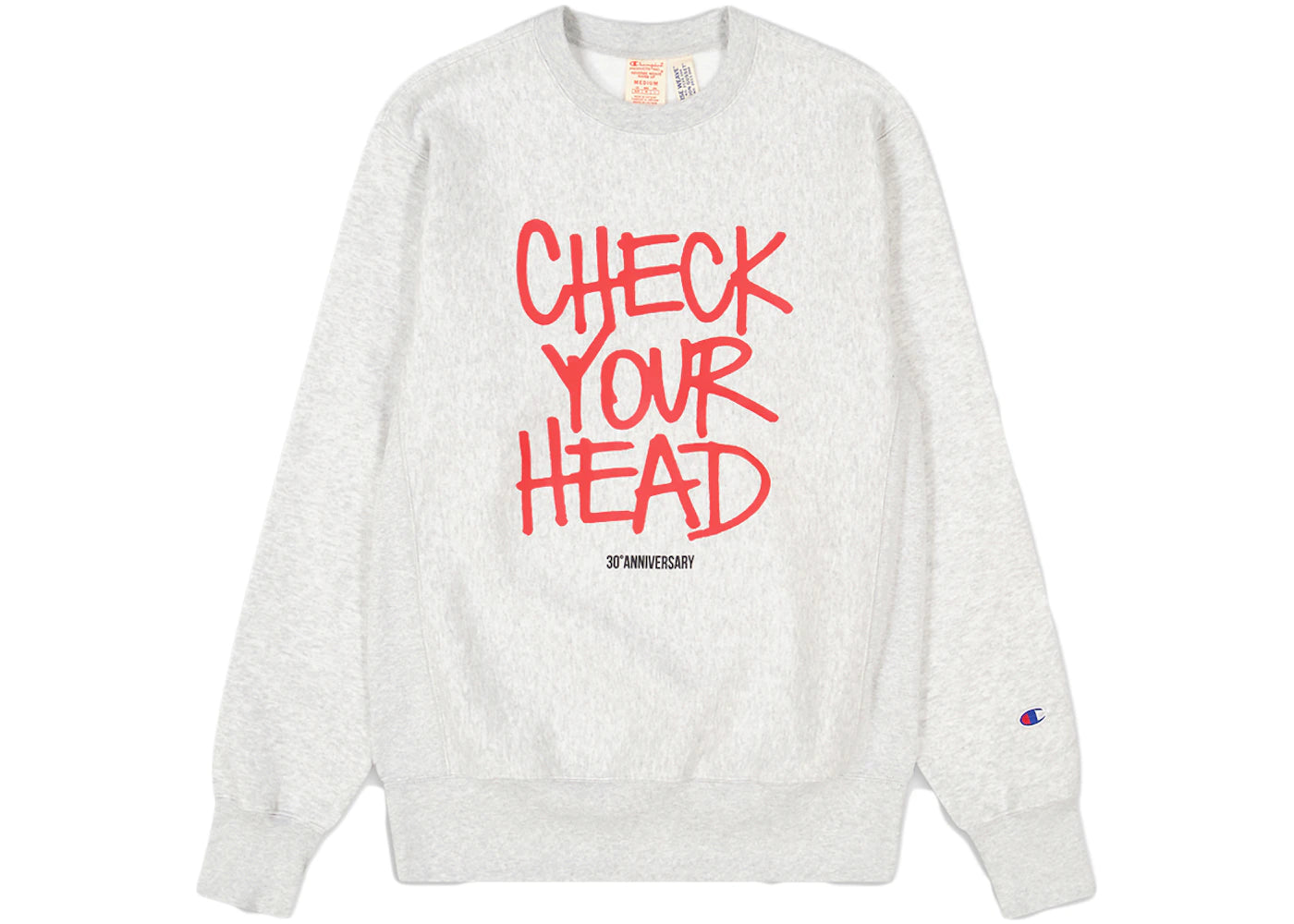 Champion x Beastie Boys x Eric Haze Check Your Head Reverse Weave Crewneck Sweatshirt Oxford Grey