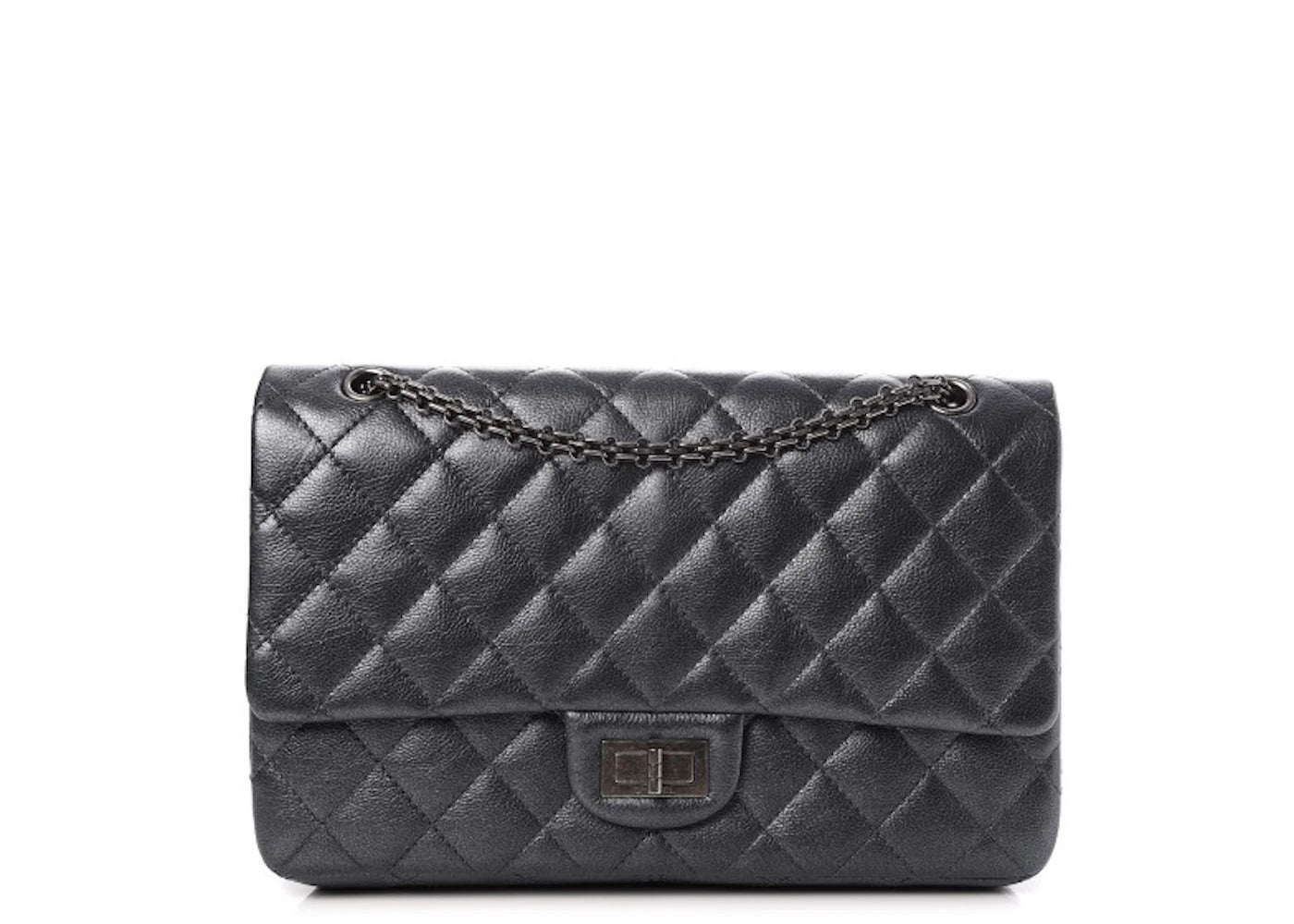 Chanel 2.55 Reissue Flap Quilted Metallic Calfskin Ruthenium-tone 227 Charcoal