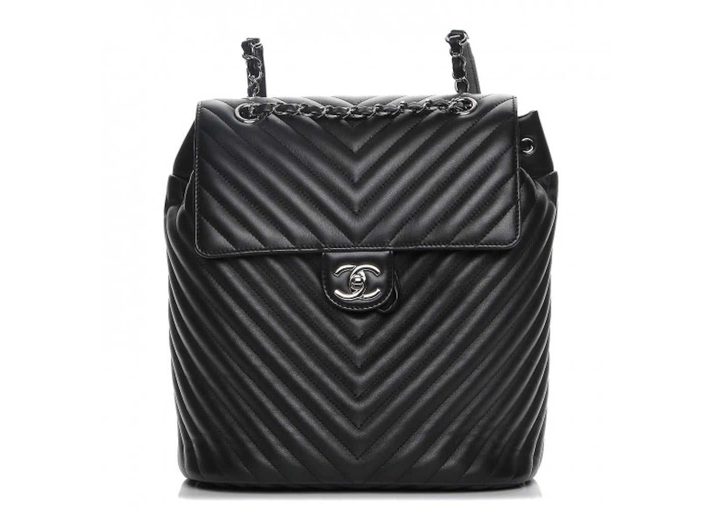 Chanel Urban Spirit Backpack Chevron Calfslkin Silver-tone Medium