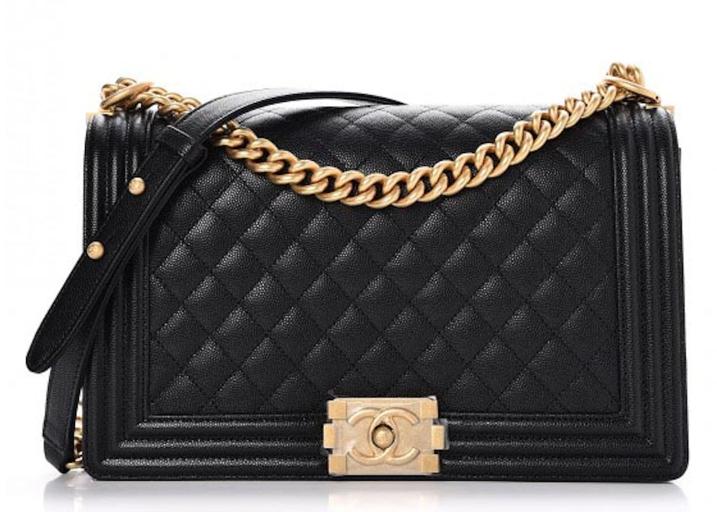 Chanel Boy Flap Quilted Diamond Caviar New Medium Black