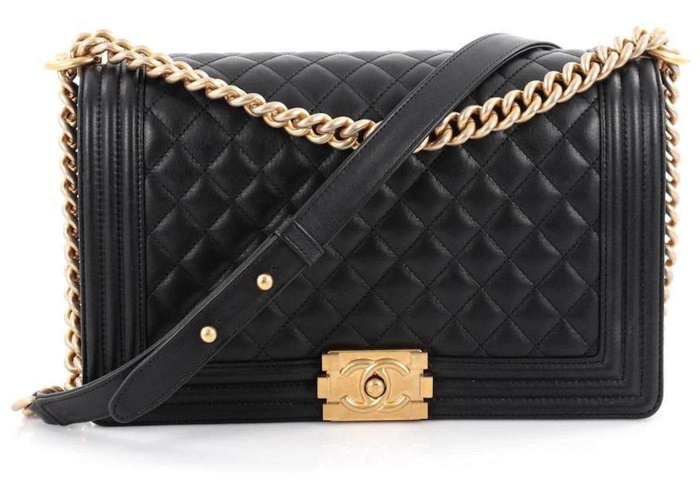 Chanel Boy Flap Quilted Calfskin Gold-tone New Medium Black