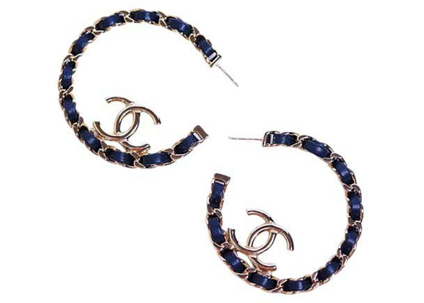 Chanel CC Hoop Earrings Gold/Black (AB7844)