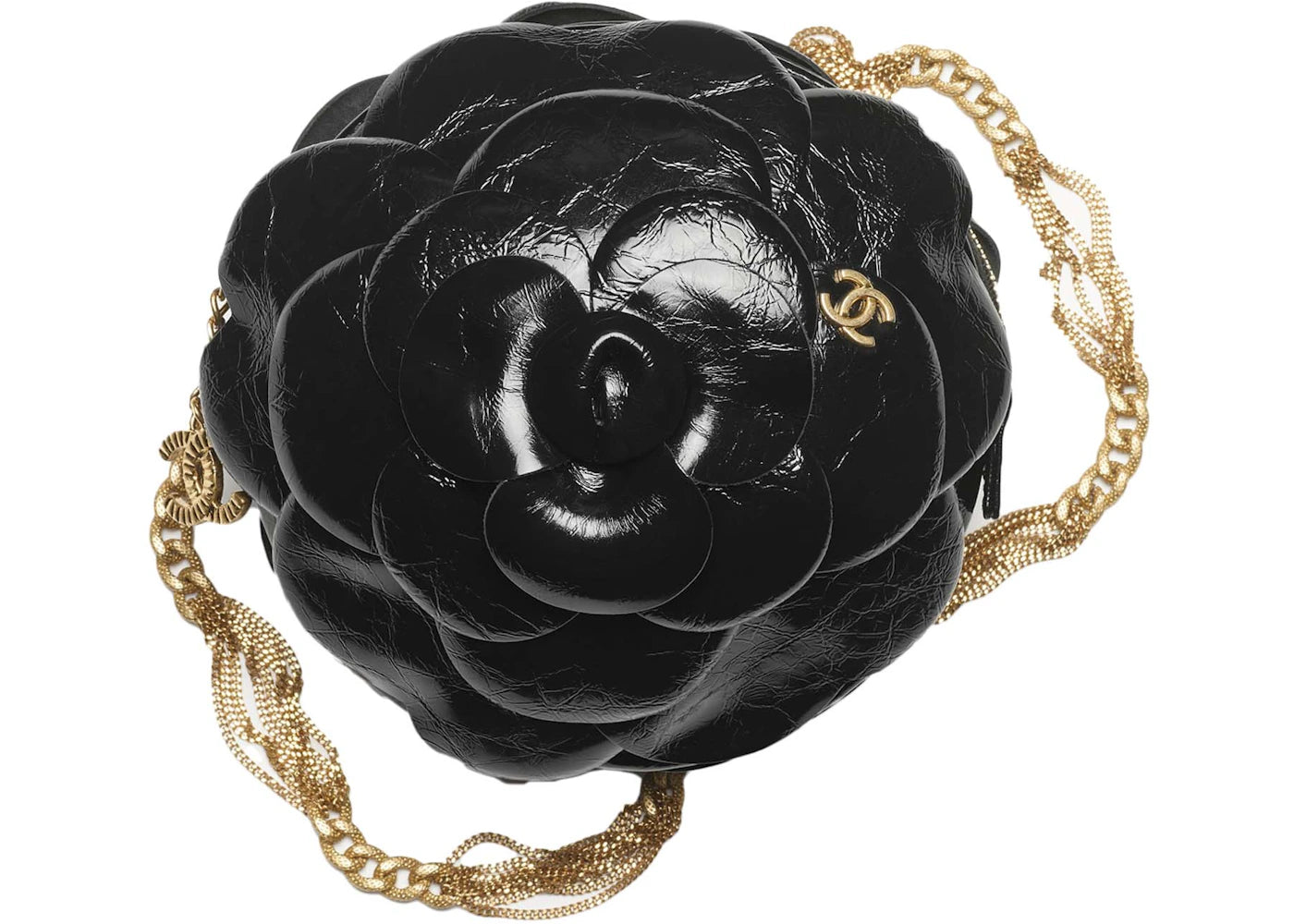 Chanel Camellia Evening Bag 23K Shiny Aged Calfskin Black