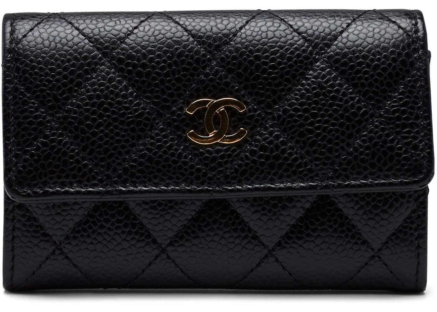 Chanel CC Card Holder Quilted Caviar Gold-tone Black