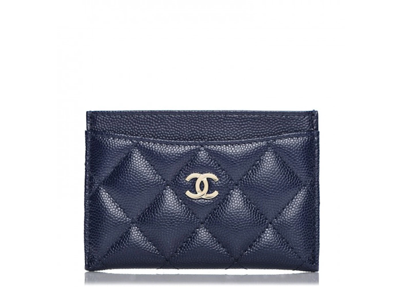 Chanel Card Holder Quilted Caviar Navy Blue