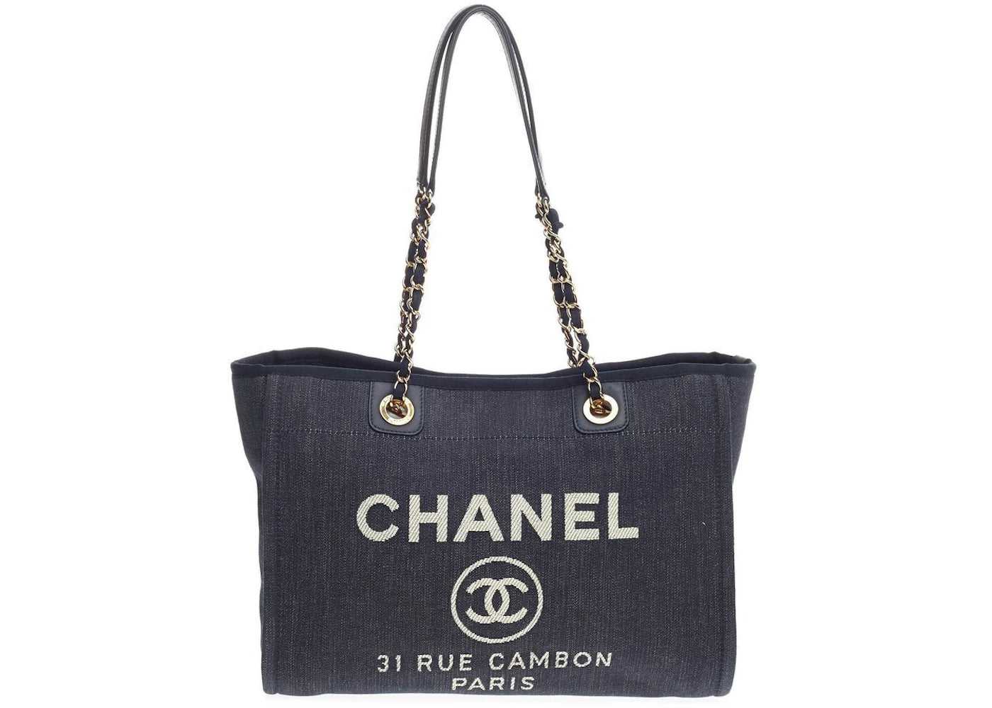 Chanel Chain Tote Deauville Small Dark Blue