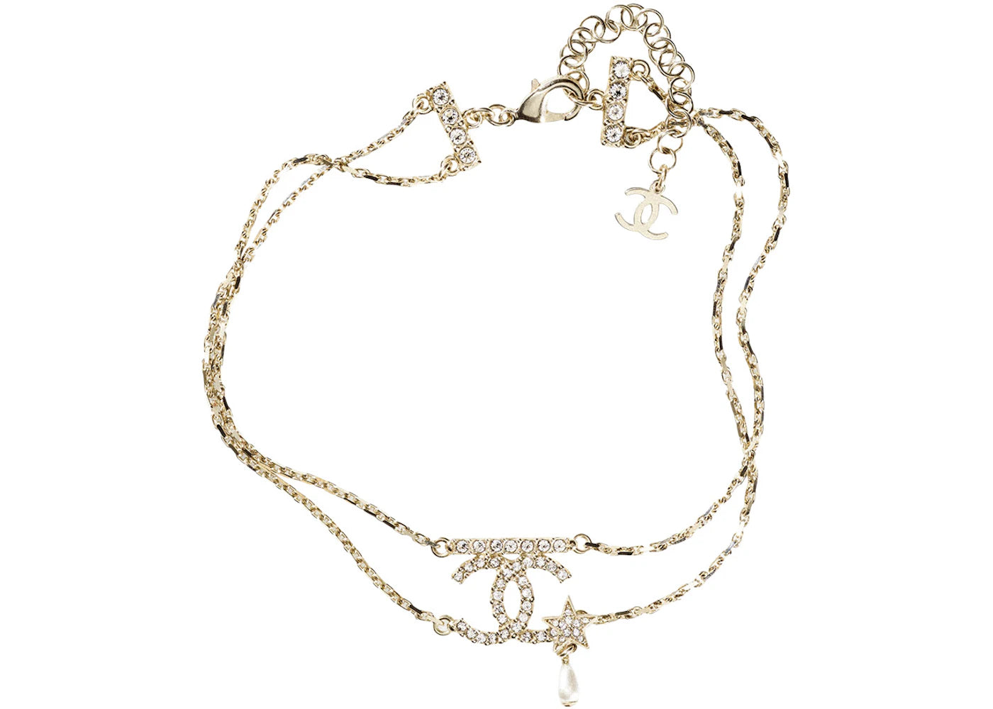 Chanel Choker Necklace AB8050 Gold/White