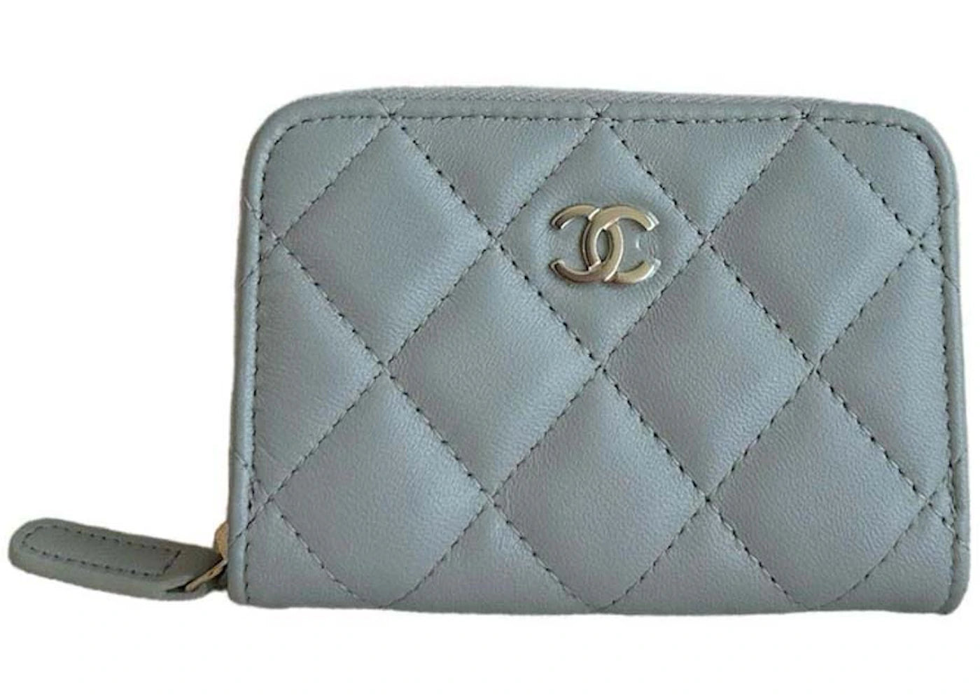 Chanel Classic Zipped Coin Purse Light Grey (AP0216)