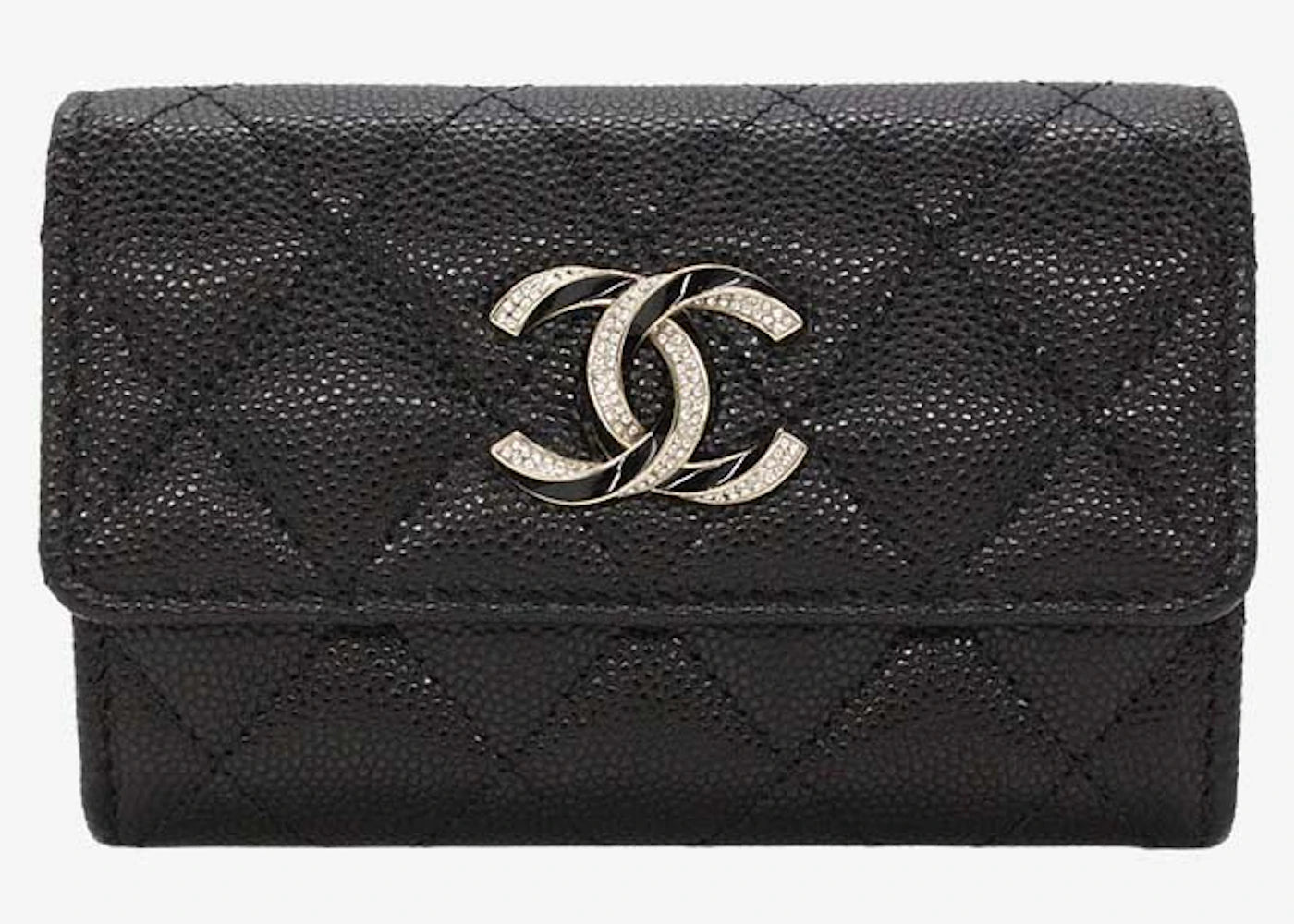 Chanel Crystal Enamel CC Logo Flap Card Holder Black (AP3342)