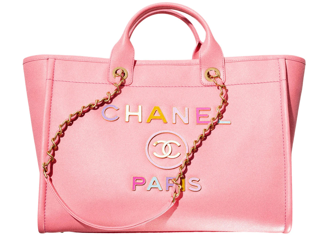 Chanel Deauville Shopping Bag Large 22S Calfskin Coral Pink