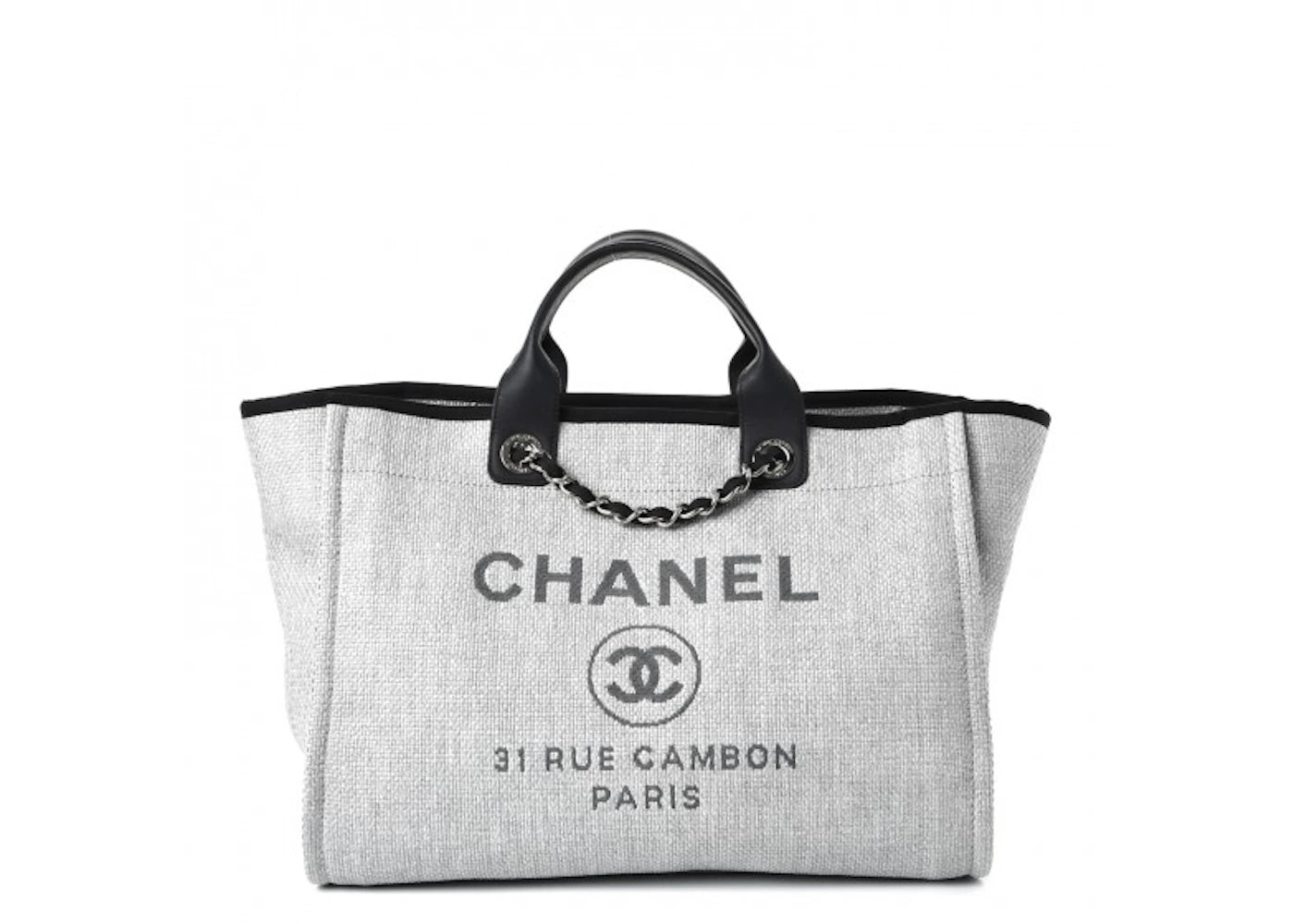 Chanel Deauville Tote Woven Large Grey/Black