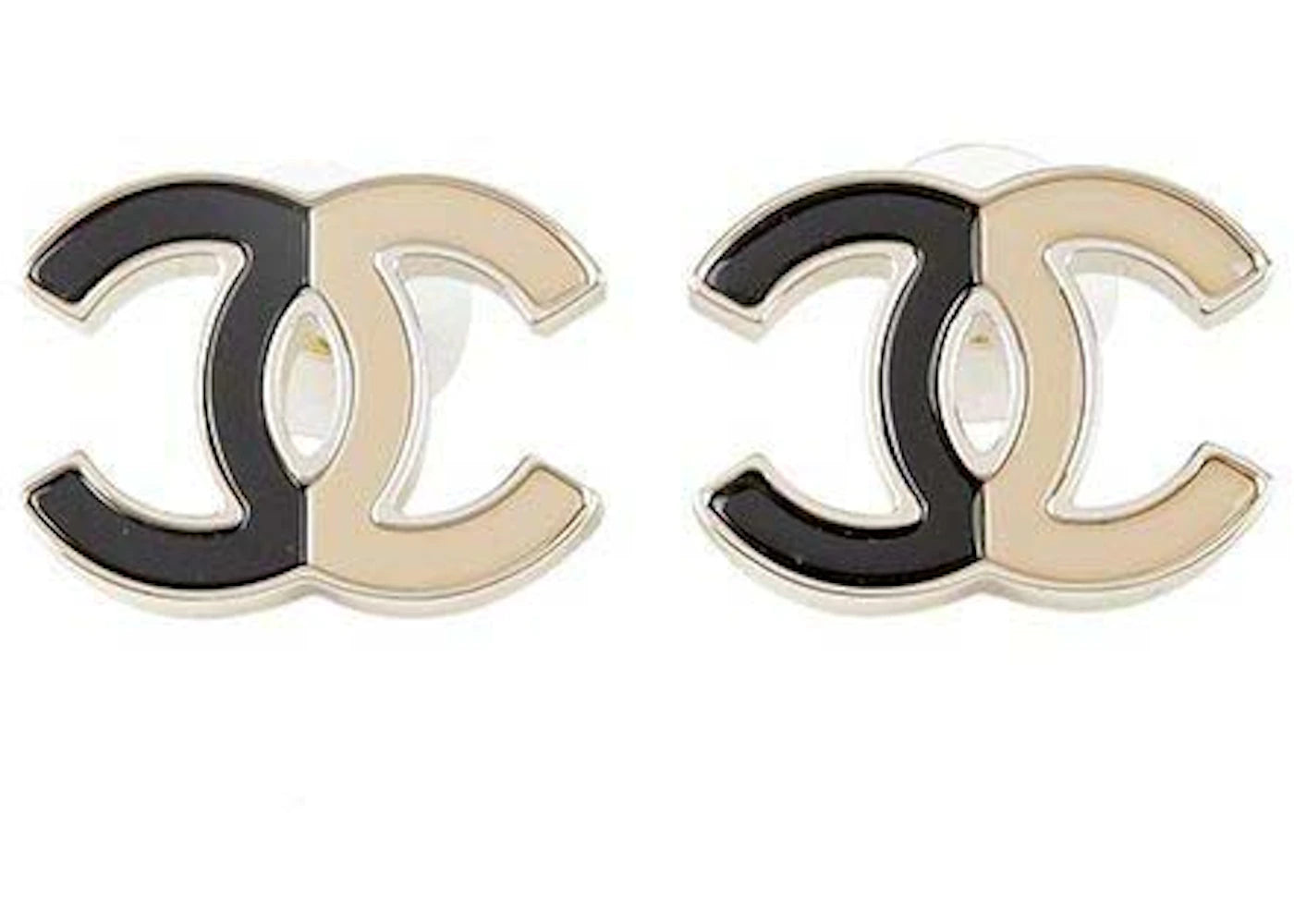 Chanel Dual Color CC Logo Earrings Beige/Black (AB9894)