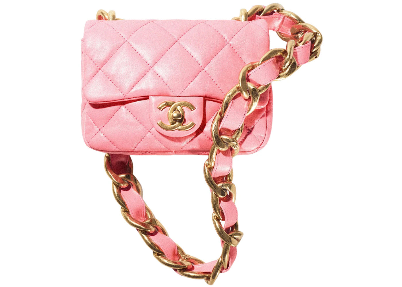 Chanel Flap Bag with Chunky Chain Strap Mini 22S Lambskin Coral Pink