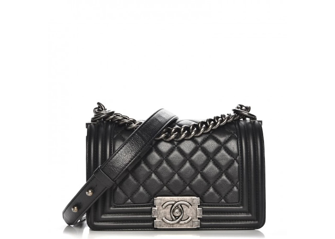 Chanel Boy Flap Quilted Calfskin Ruthenium Small Black