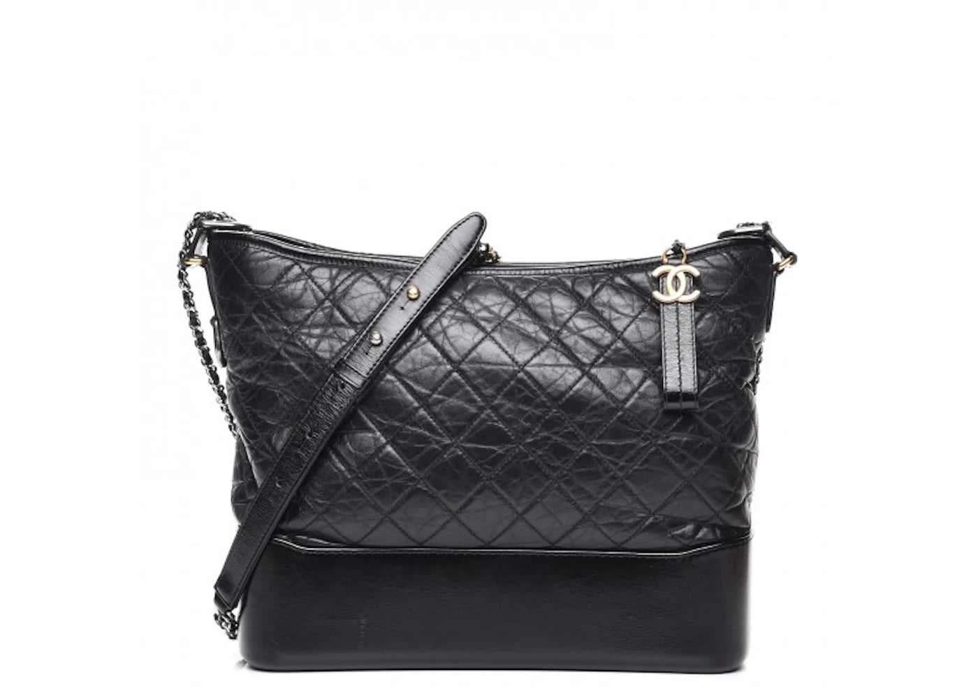 Chanel Gabrielle Hobo Bag Quilted Aged Calfskin Gold-tone/Ruthenium Large Black