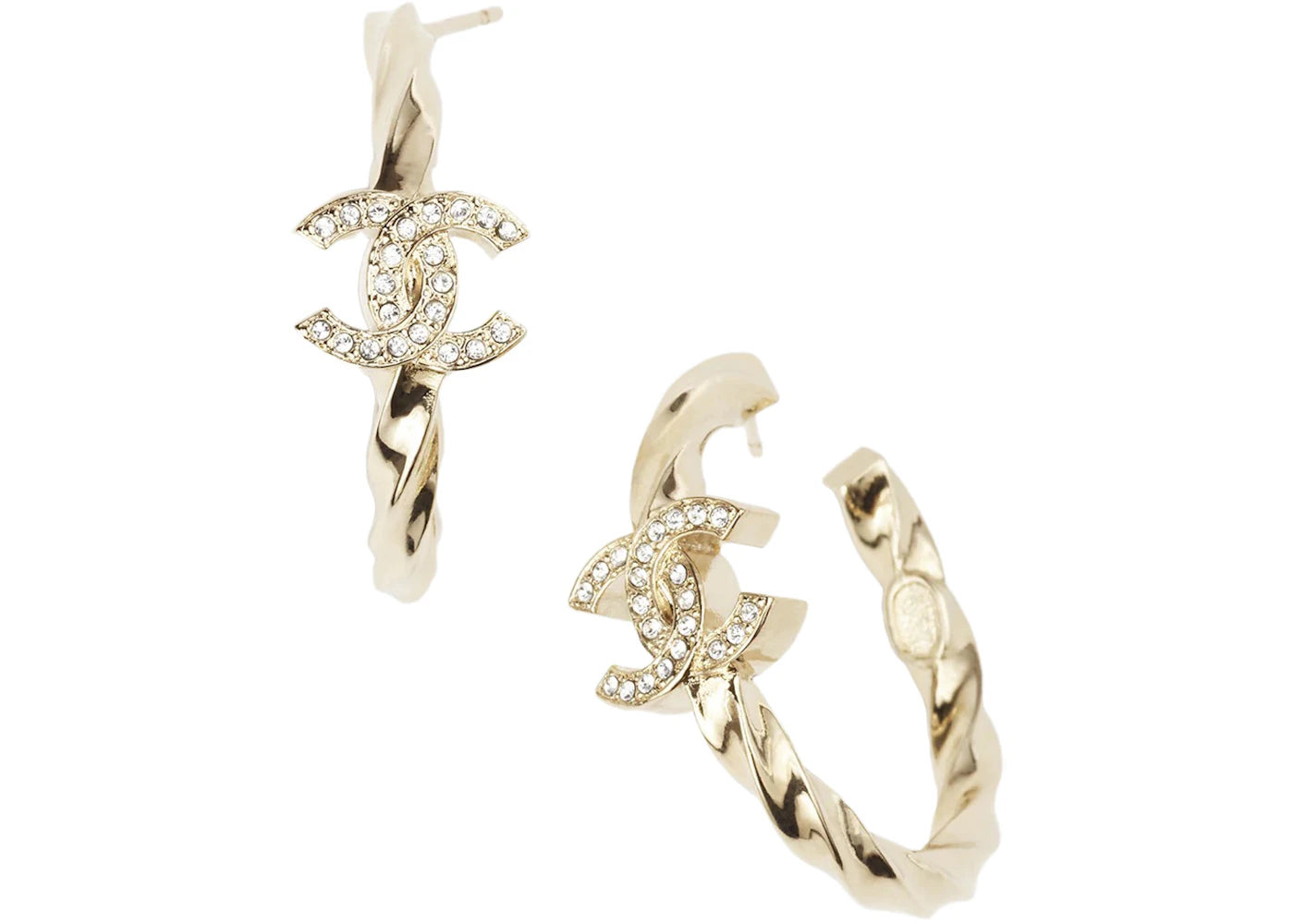 Chanel Hoop Earrings Gold/Crystal (ABA256 B10484 NN009)