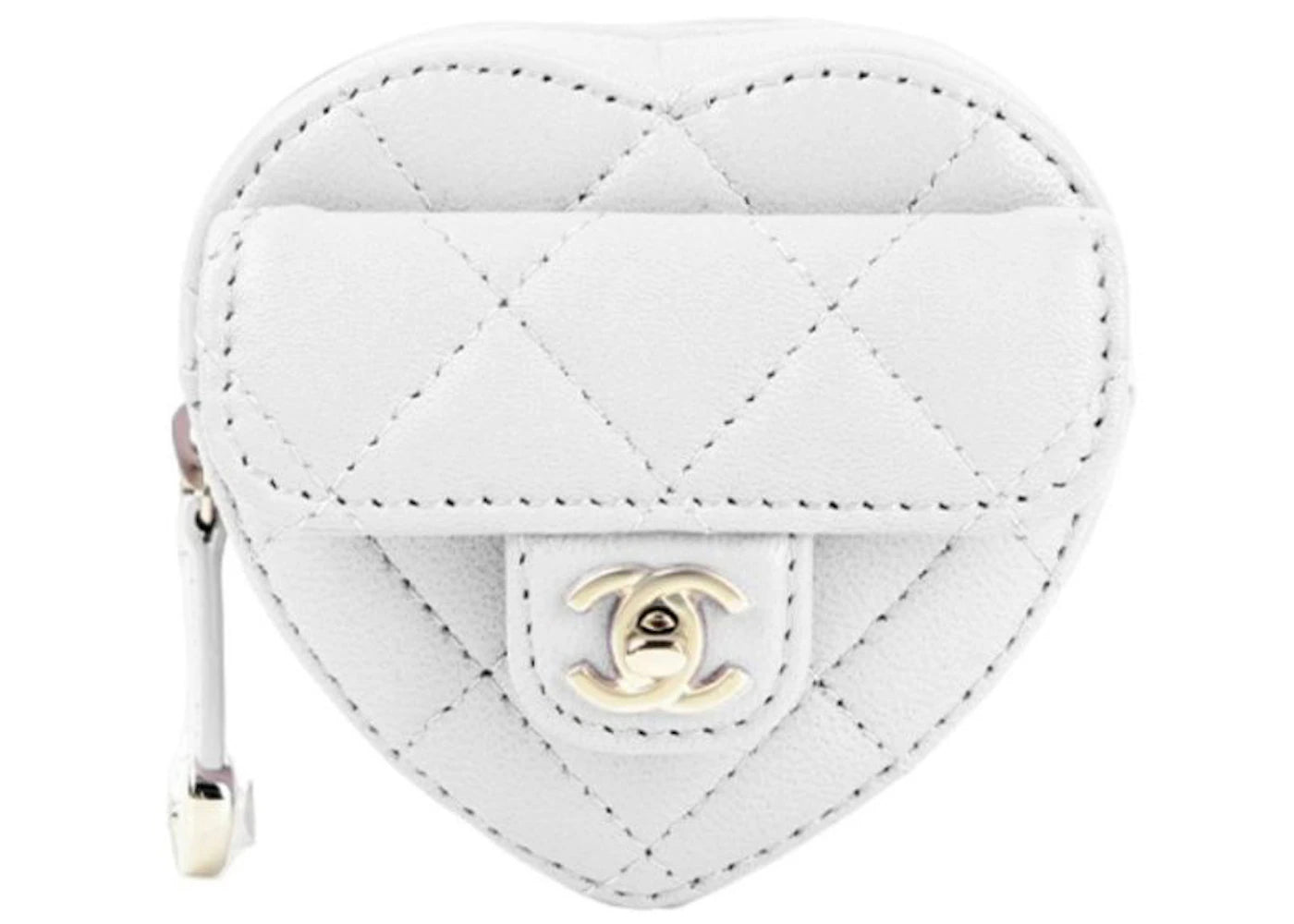 Chanel Matelasse Heart Arm Leather Coin Purse White (AP2786-B08163-10601)