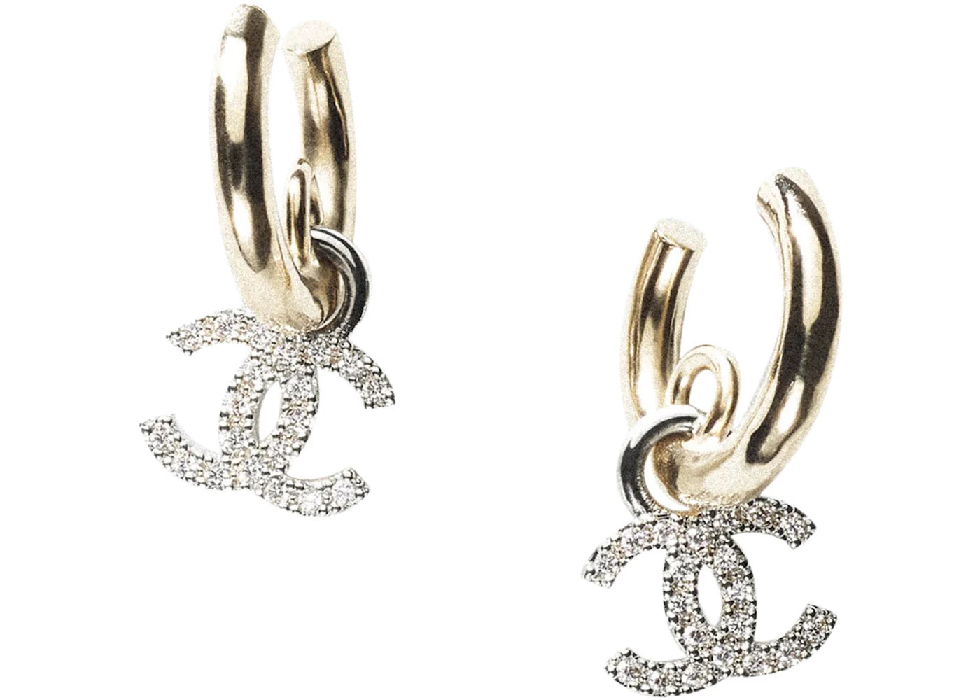 Chanel Metal/Diamantes Earrings Gold/Silver/Crystal