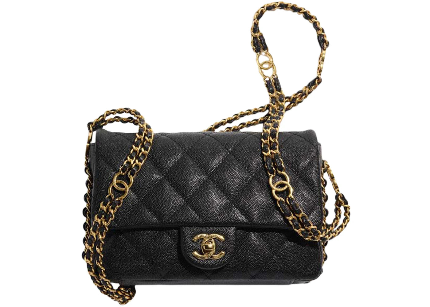 Chanel Mini Flap Bag In Grained Calfskin Black (AS3757-B10170-94305)