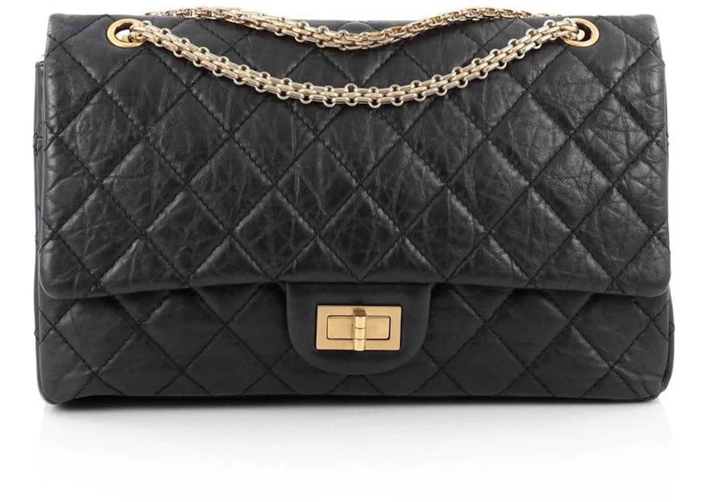 Chanel Reissue 2.55 Classic Double Flap Quilted Aged Calfskin Gold-tone 227 Black