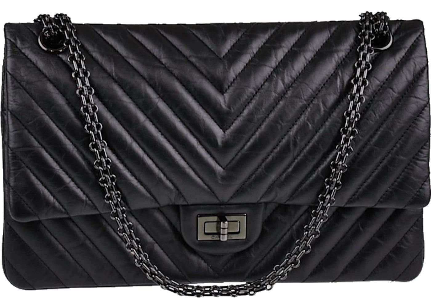 Chanel Reissue 2.55 Classic Double Flap Quilted Chevron 226 Black