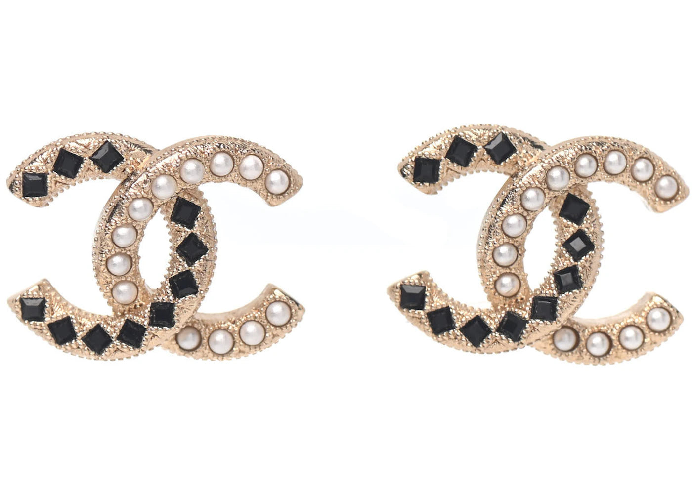 Chanel Resin Pearl CC Earrings Gold