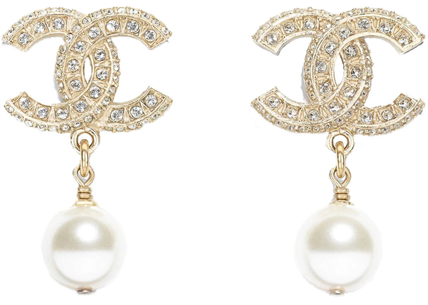 Chanel Resin and Strass Metal Earrings Gold/Transparent