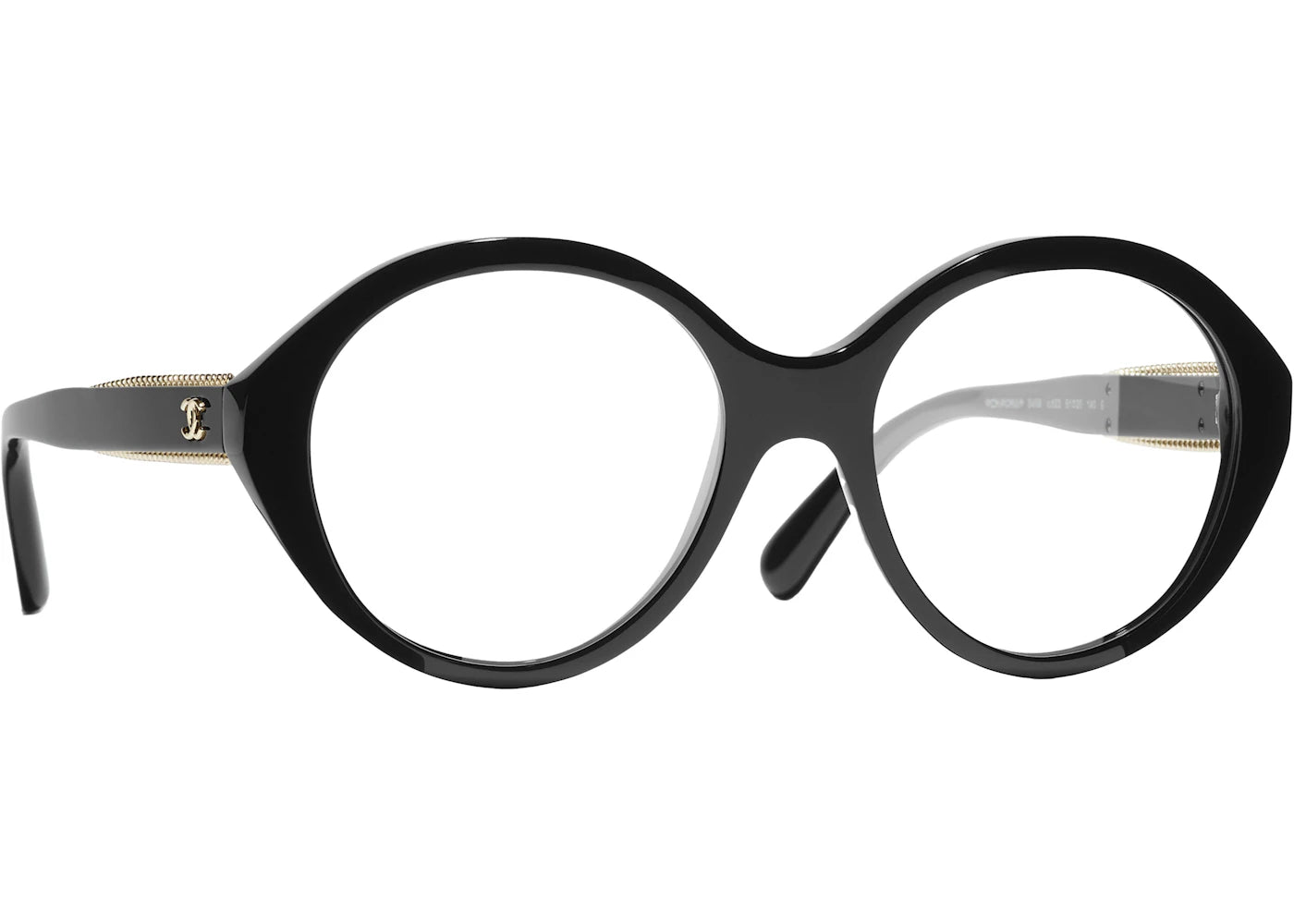 Chanel Round Eyeglasses 51mm Black/Gold (3459 C622)