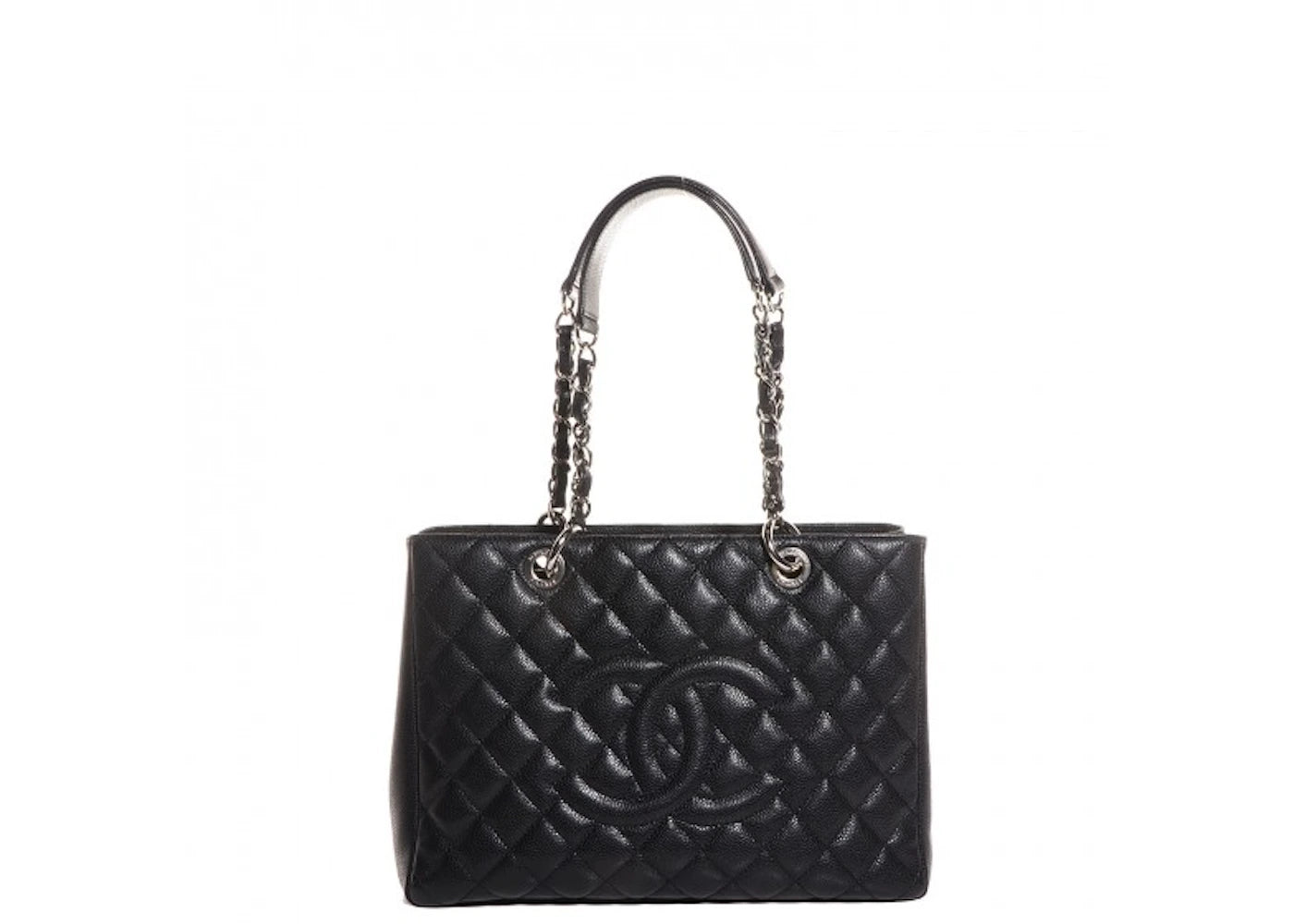 Chanel Grand Shopping Tote Quilted Caviar Silver-tone Black
