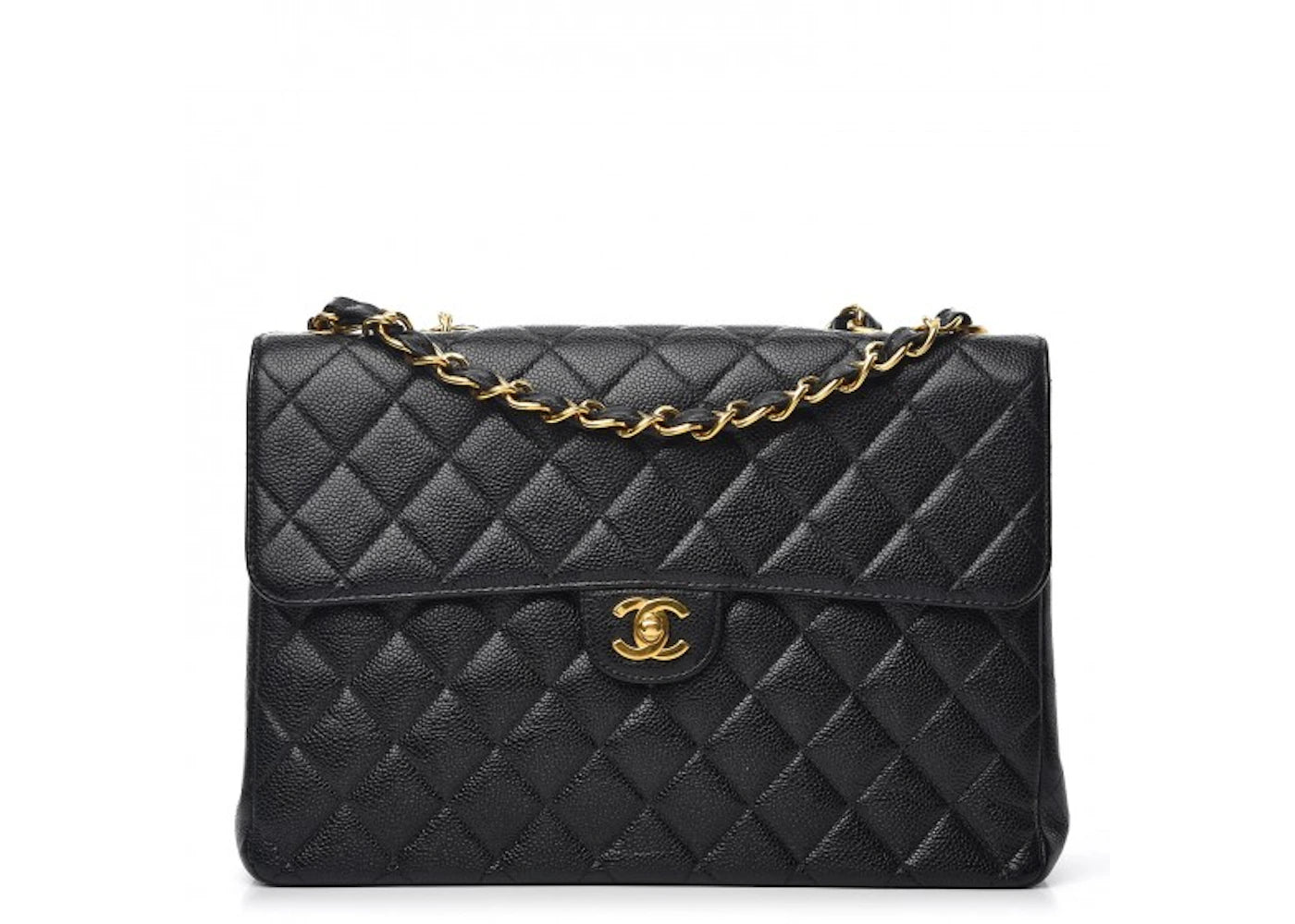 Chanel Single Flap Quilted Diamond Caviar Jumbo Black