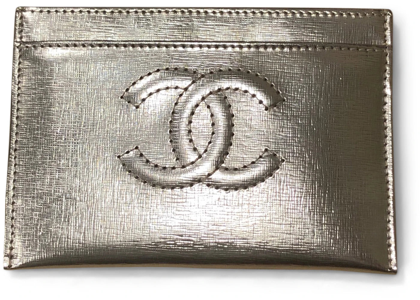 Chanel Timeless Card Holder Metallic Lambskin Silver