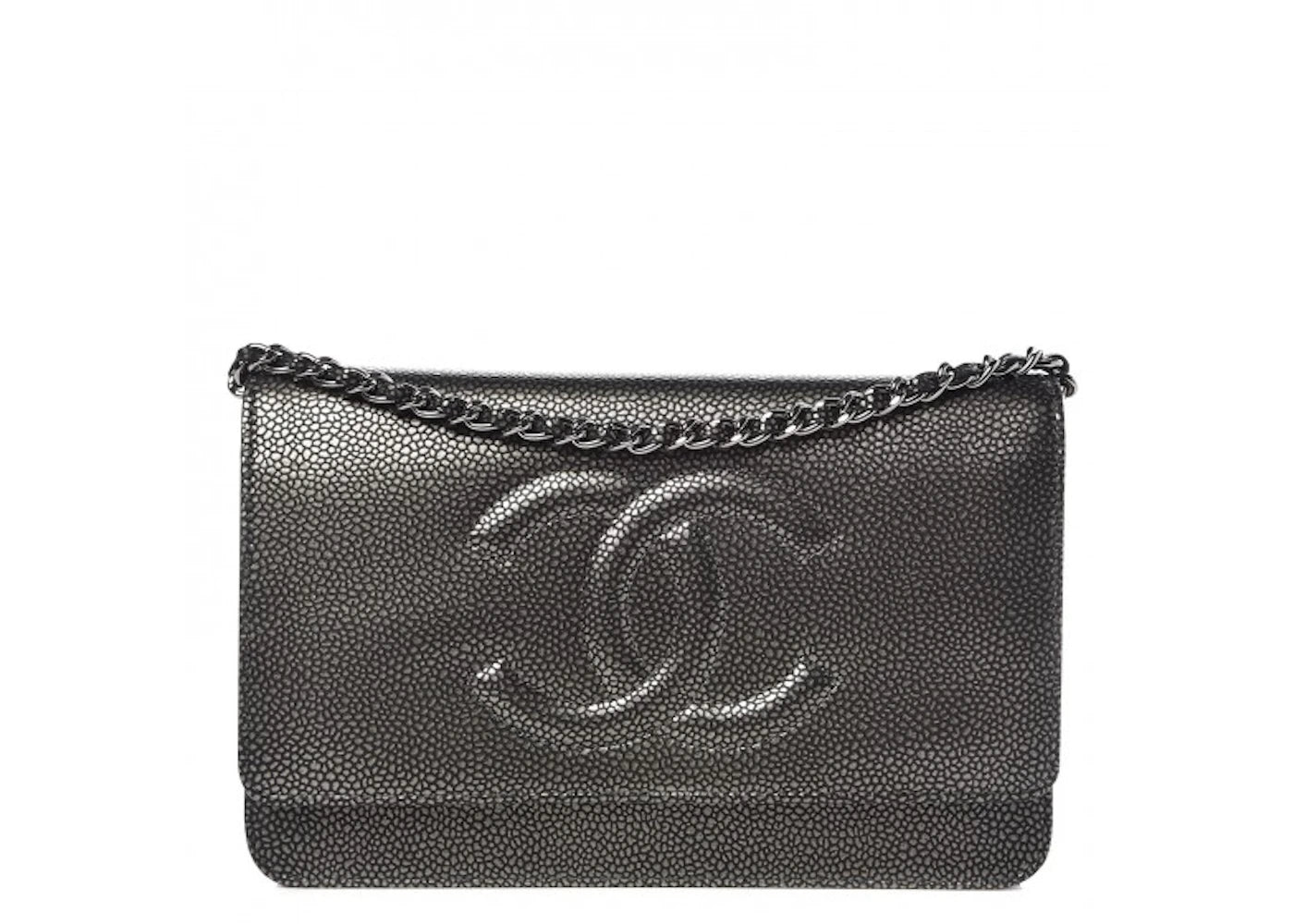 Chanel Timeless Wallet on Chain Caviar Silver-tone Metallic Dark Silver