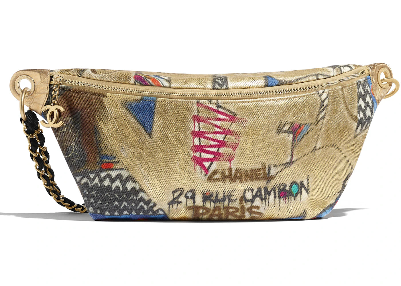 Chanel Waist Bag Calfskin/Cotton Gold-tone Gold Multicolor